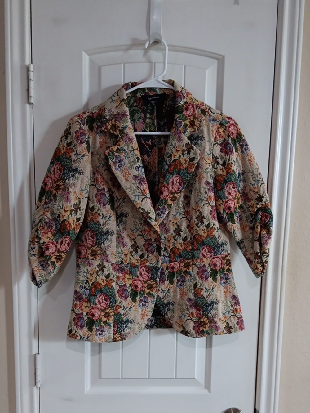 VTG Karen Kane Floral Tapestry Blazer Jacket S Made in USA Cottagecore Coquette